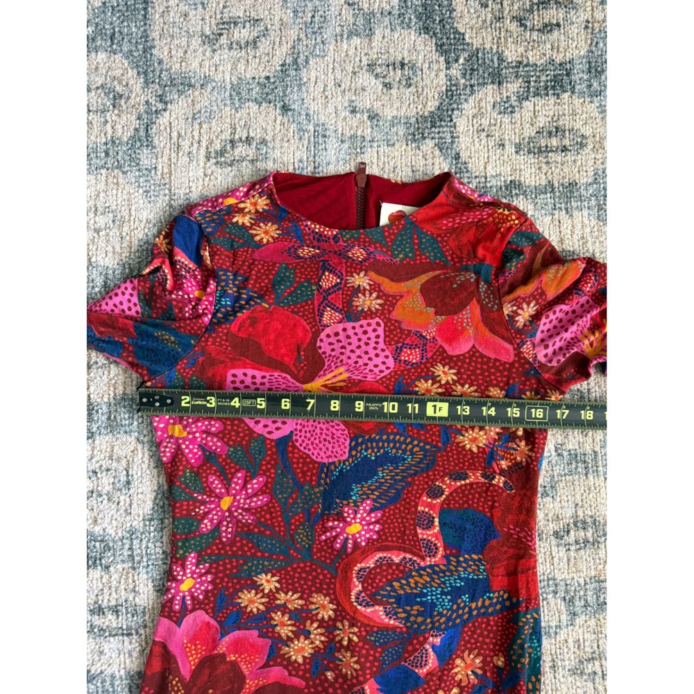 Farm‎ Rio Snake Garden Red Floral Jersey Midi Dress Medium Great Condition - Picture 4 of 8